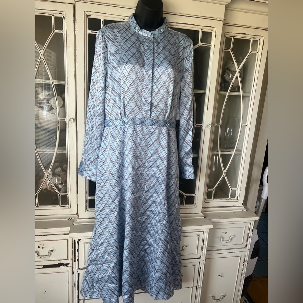 Equipment Femme Sabenne Dress Blue w/ Twny point Line- Size 8